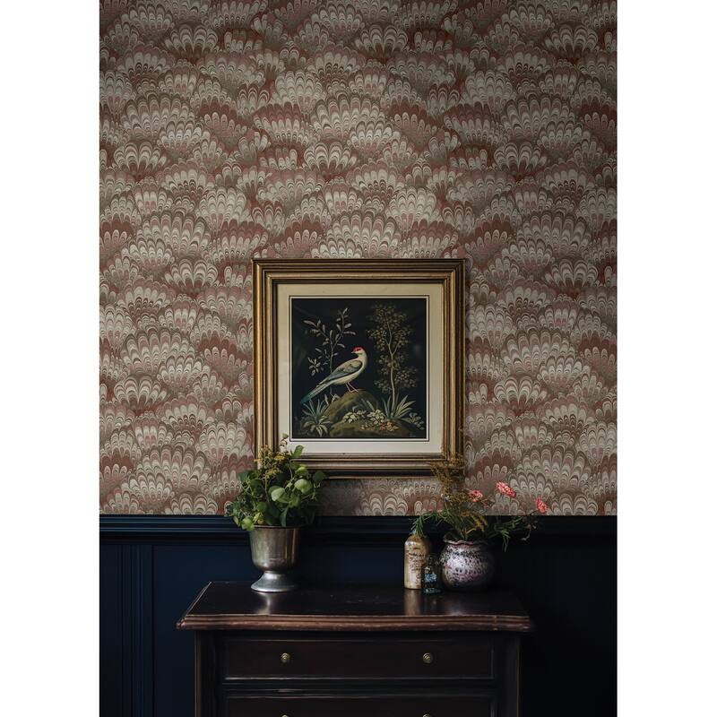 A-Street Prints Octavia Ruby Marbled Ink Wallpaper