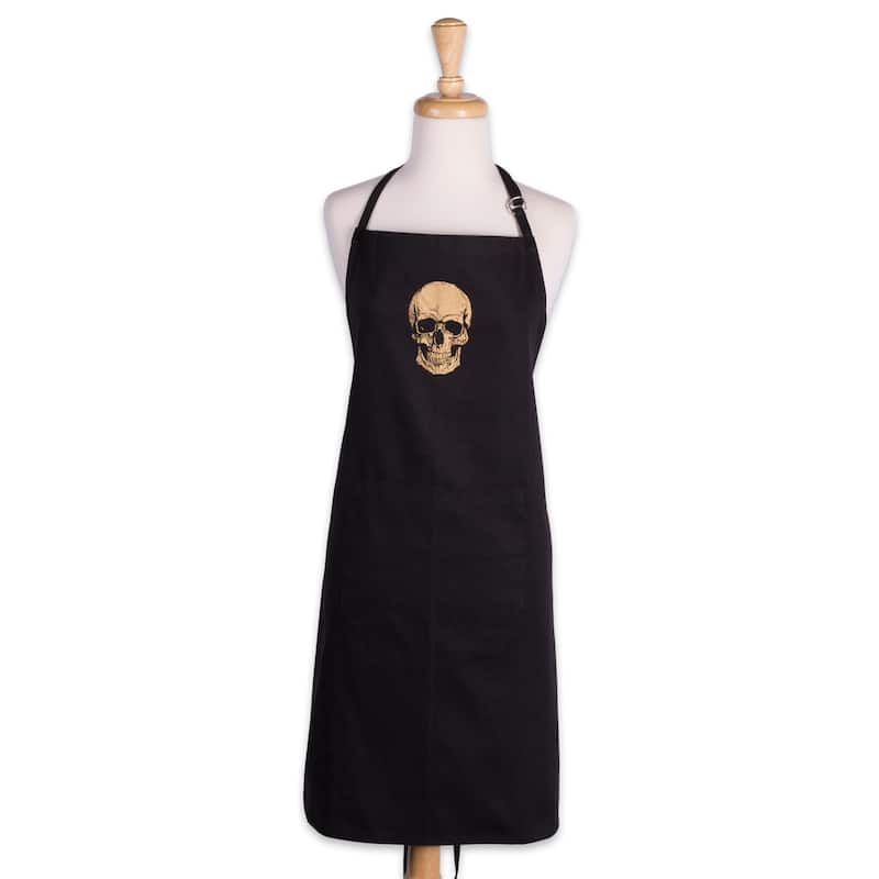 Design Imports Gold Skull Print Chef Kitchen Apron - Gold Skull