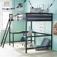 preview thumbnail 10 of 60, Traditional Wood Slat Loft Bed with Integrated Desk & Ladder