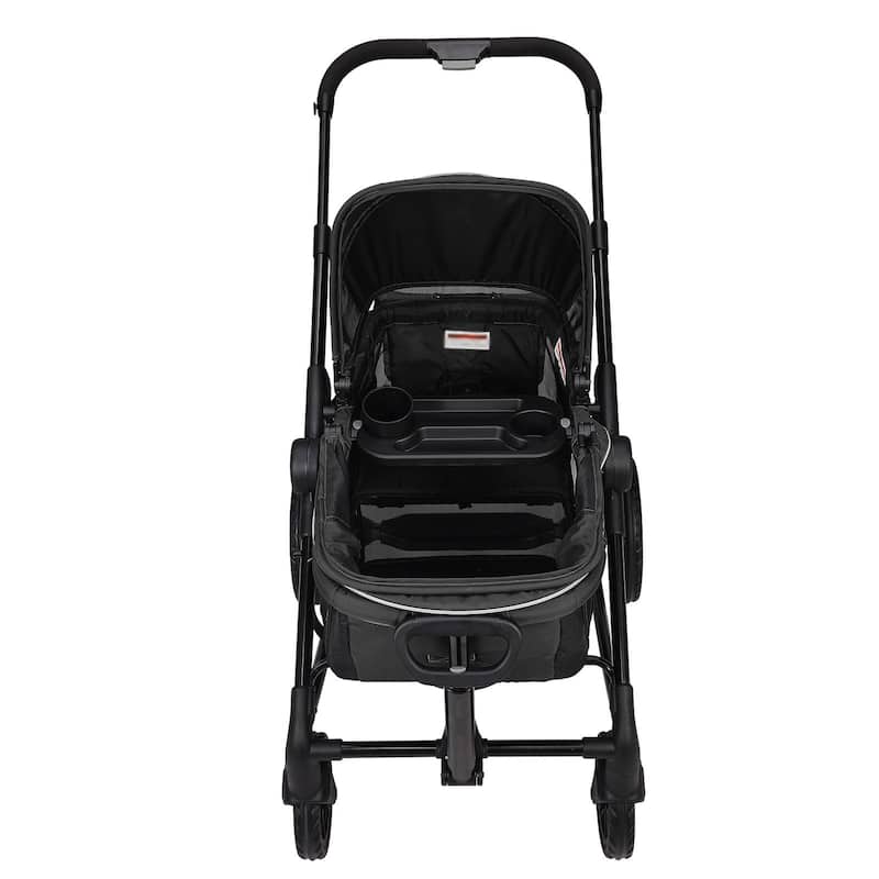 Carbon Steel All-Terrain Stroller Wagon Foldable Twin with Canopy and Tray - 47.2” L x 27.2” W x 42.1” H