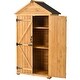 preview thumbnail 14 of 18, Outdoor Wood Lean-to Storage Shed Tool Organizer 3-tier Shelves - 5.8ft x 3ft
