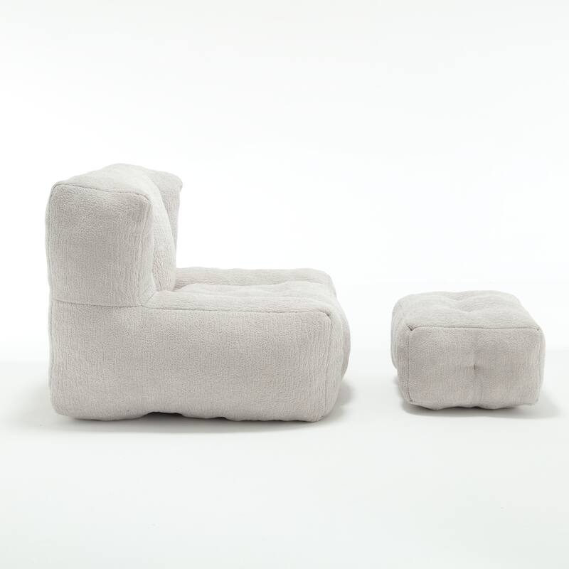 Fluffy Bean Bag Chair Lazy Sofa Chair with Memory Foam and Ottoman,Multi-scene Use