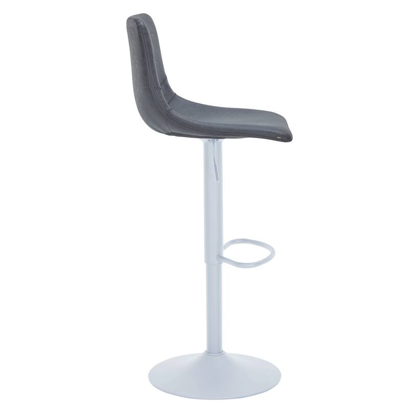 Adjustable Height Bar Stool in Leather Upholstery With White Iron Base Tilbury Collection