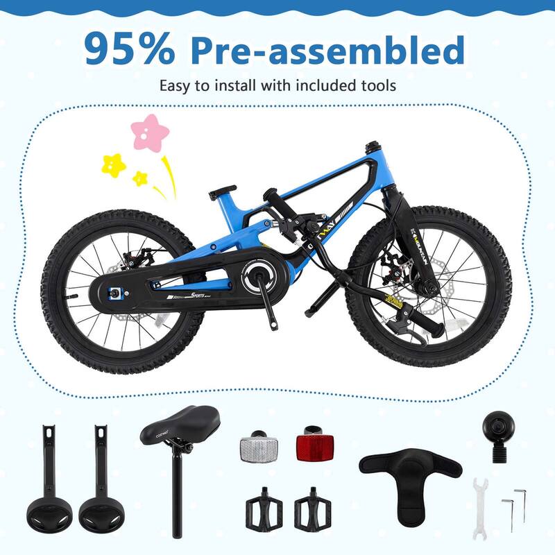 Costway 16 Inch Children Bicycle with Training Wheels & Double Disc - See Details