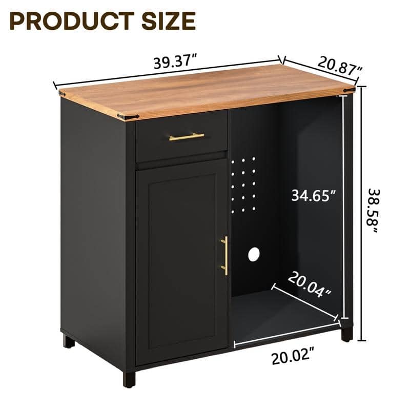 BOSSIN 53.23" Wine Bar Cabinet with Charging Station, Fluted Design, Fits 20" Wine Fridge, Adjustable Shelves for Kitchen