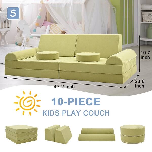 dimension image slide 2 of 3, DoCred Kids Play Couch Sofa Set, Modular Toddler Sofa