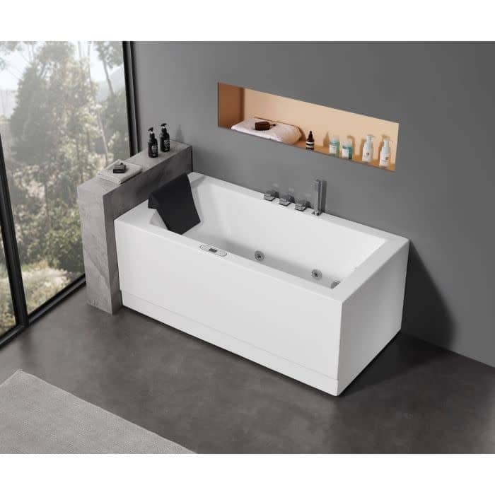 Eago 59" Three Wall Alcove Acrylic Whirlpool Tub with Right Drain, - White
