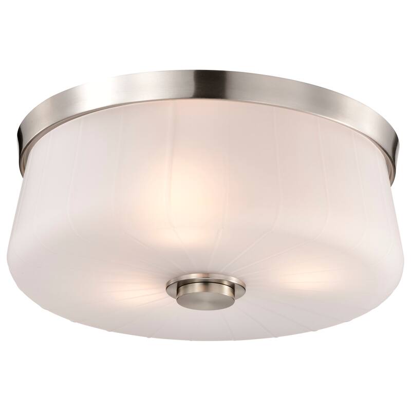 Lune 3 Light Flush Mount Brushed Nickel Finish Etched White Glass - Brushed Nickel
