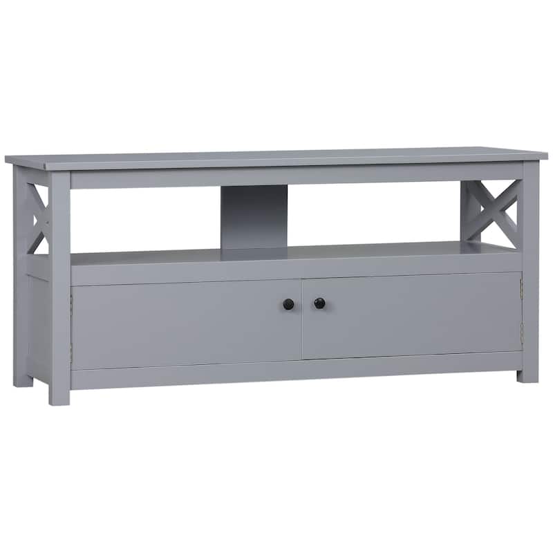 HOMCOM TV Cabinet Stand for TVs up to 46 Inches, Entertainment Center with Storage Shelf and Cupboard for Living Room