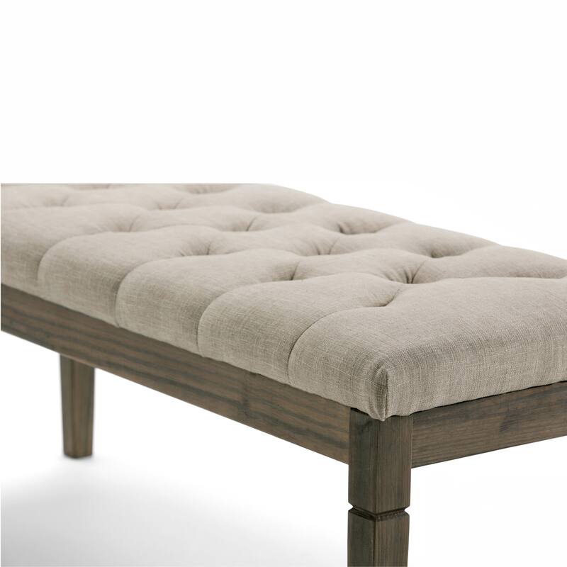 Modern Tufted Ottoman Bench - Silver