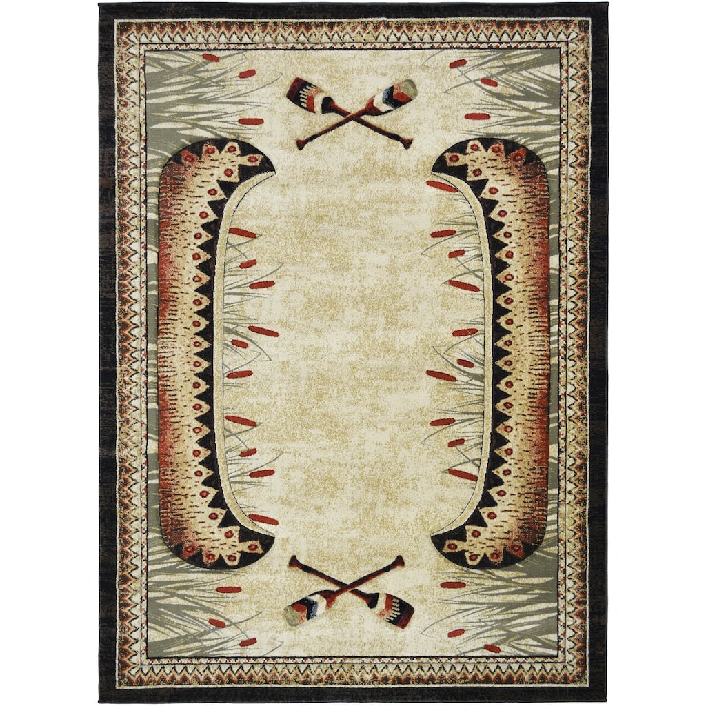 Granite Falls Moccasin Bend Multi Canoe Lodge Area Rug