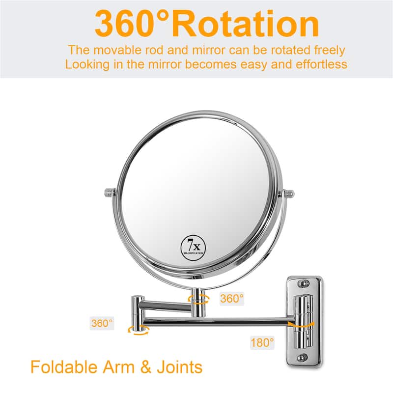 Wall Makeup Mirror Double-Sided Chrome Finish