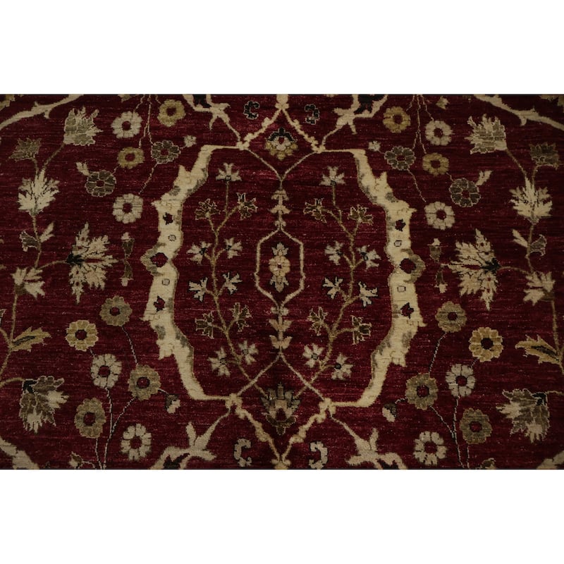 Hand Knotted Oriental 100% Wool Carpet Traditional All-Over Red Peshawar Area Rug - 14' 7'' X 9' 11''