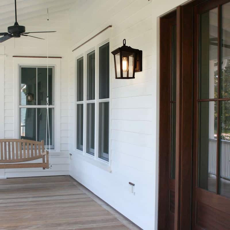 Farmhouse 1-Light Black Outdoor Wall Sconces Patio Glass Wall Lamps - 4.3"L x 11.8"H