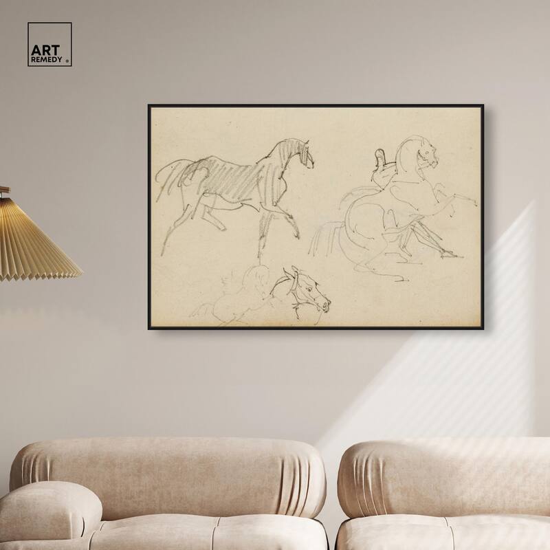 Gericault - Three horse studies Canvas by Art Remedy