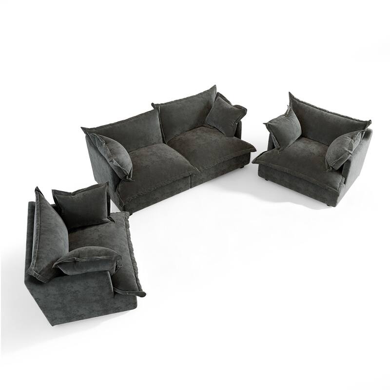 Comfy Cloud Oversized Chenille Modular Sectional Sofa Armchair Set