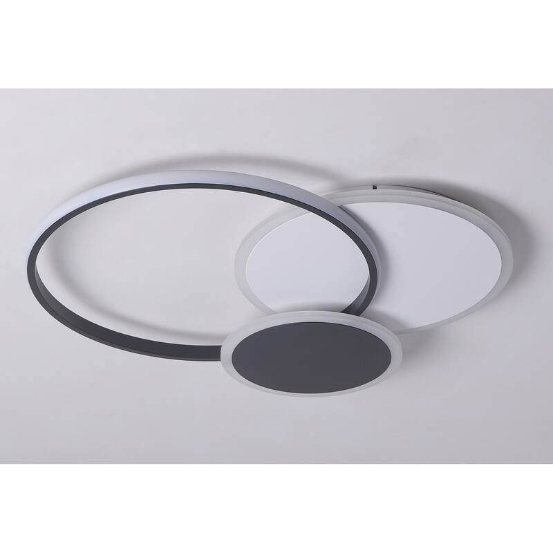 30.7" Unique Circle Black and White LED Flush Mount Ceiling Lamp Fixture