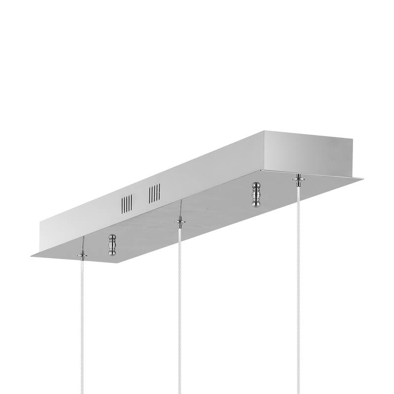 Mario Teardrop Modern Mid-Century Iron/Acrylic Integrated Linear LED Pendant, Chrome/White by JONATHAN Y