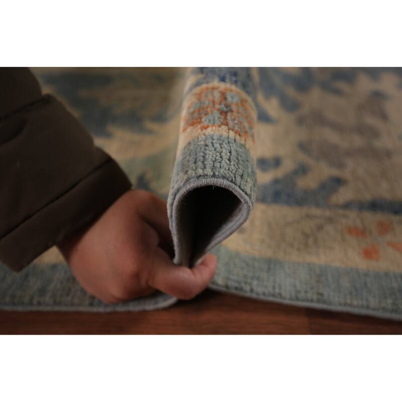 Vegetable Dye Oushak Turkish Area Rug Hand-Knotted Floral Wool Carpet - 8'0" x 9'9"