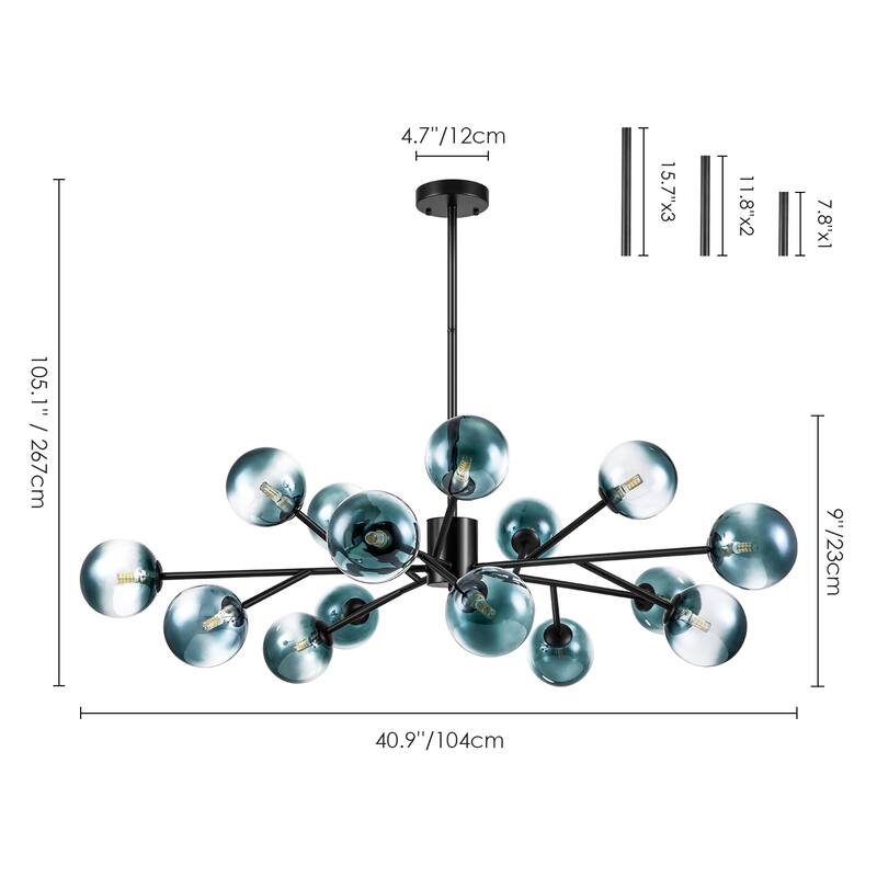 Modern Large Bubble Sputnik Chandelier in Black or Gold for Dining Room