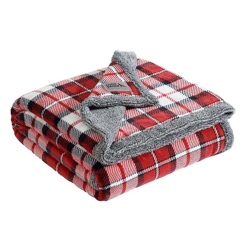 Eddie Bauer Printed Ultra Soft Plush/Mingled Sherpa Throw Blanket