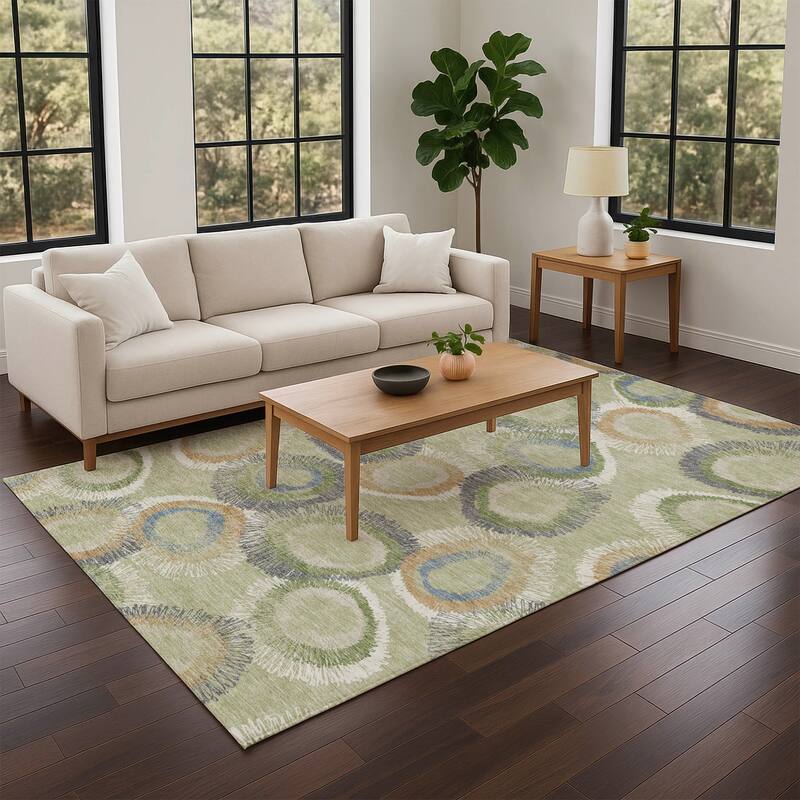 Machine Washable Indoor/ Outdoor Modern Spikey Chantille Rug