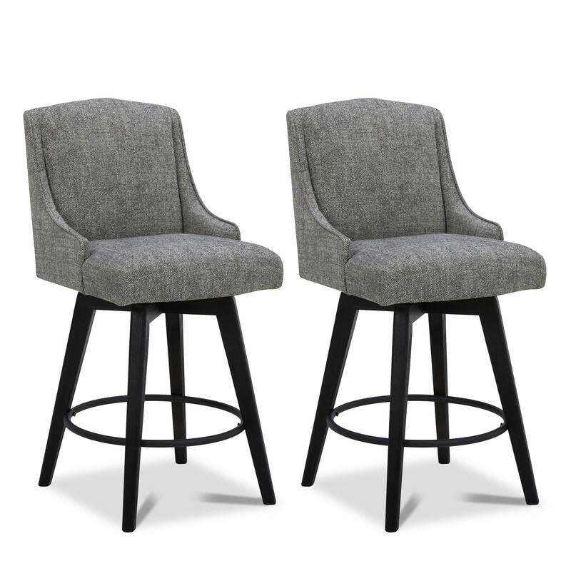 Spruce & Spring Jayden Upholstered Counter Height Swivel Barstool Set - Dark Grey