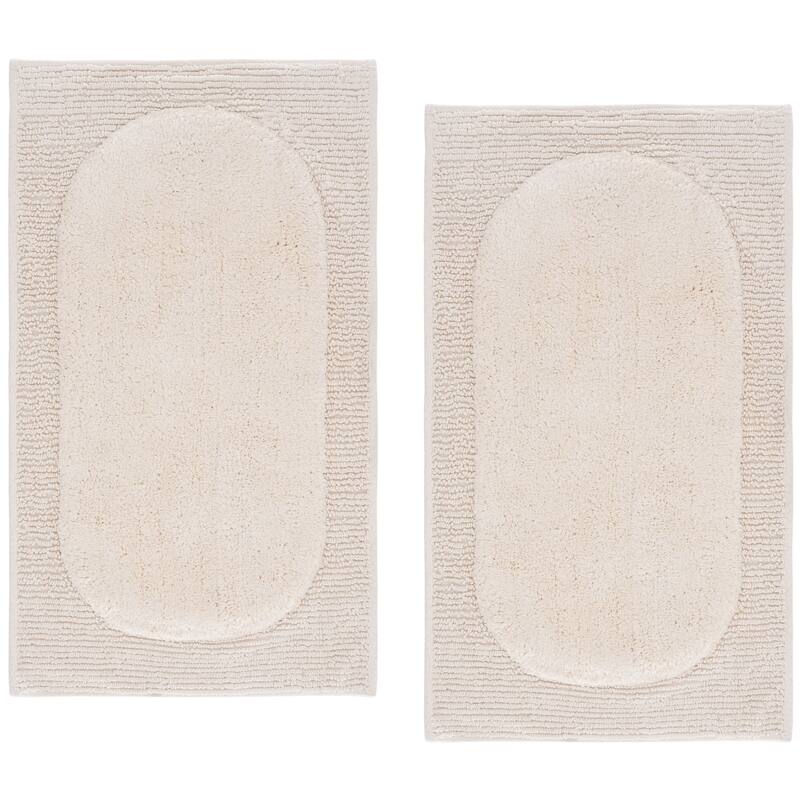 SAFAVIEH Home Zino Oval Textured Bathmat (Set of 2) - White - 21"W x 34"L