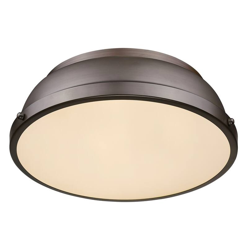 Golden Lighting Duncan 2 Light 14" Wide Flush Mount Ceiling Fixture in