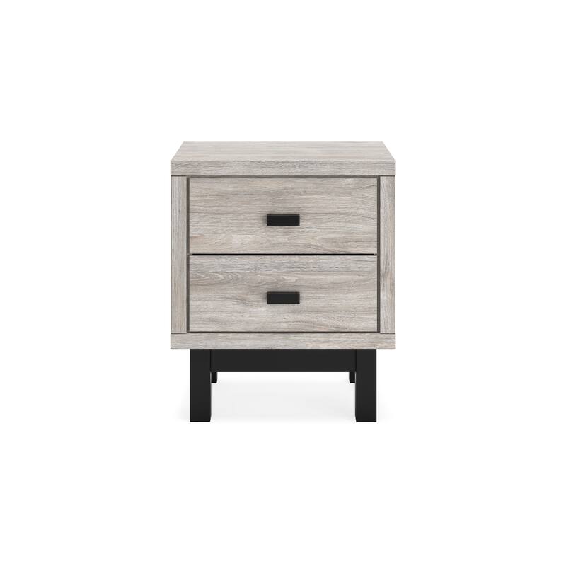 Veso Nightstand, 5 Drawers, 25 Inch, Modern Light Gray and Black