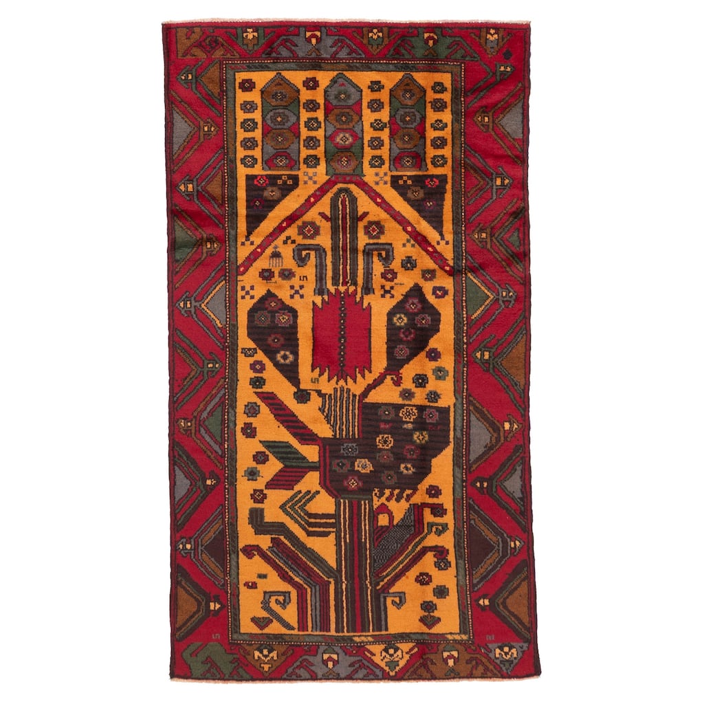 ECARPETGALLERY Hand-knotted Teimani Light Orange Wool Rug - 3'3 x 6'1