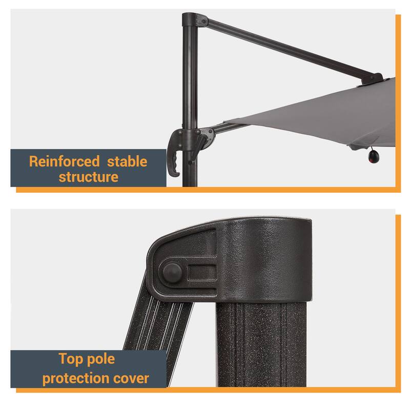 LIVOOSUN Aluminum 10x8FT LED Rectangular Cantilever Patio Umbrella