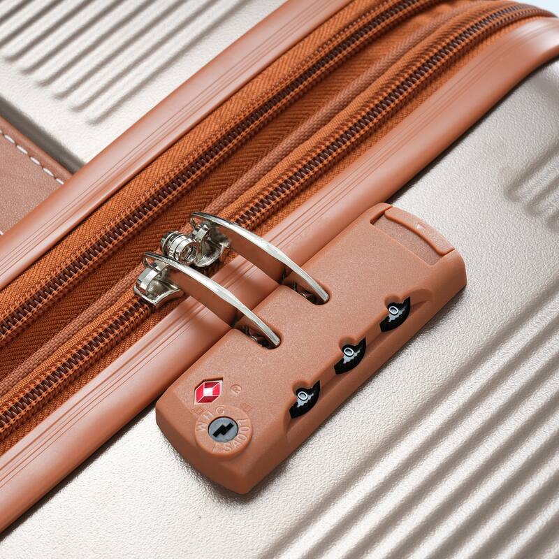 3 Piece Hardside Lightweight Luggage Sets with Double Spinner 8 Wheels and TSA Lock