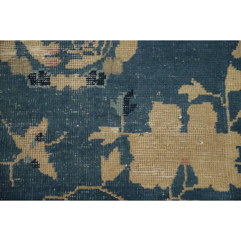 Hand Knotted Oriental 100% Wool Carpet Traditional Medallion Navy Blue & Blues Art Deco Area Rug - 10' 0'' X 8' 10''