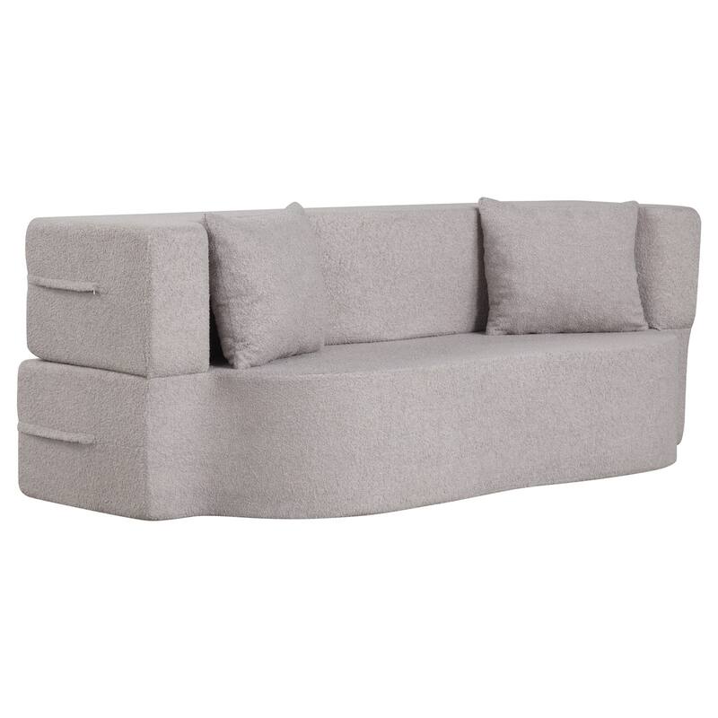 Gymax 75.5'' Folding Sofa Bed w/2 Comfortable Pillows No Assembly