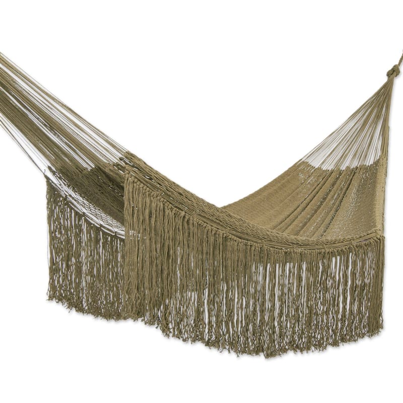 Novica Handmade Olive Cascade Cotton Rope Hammock (Double)