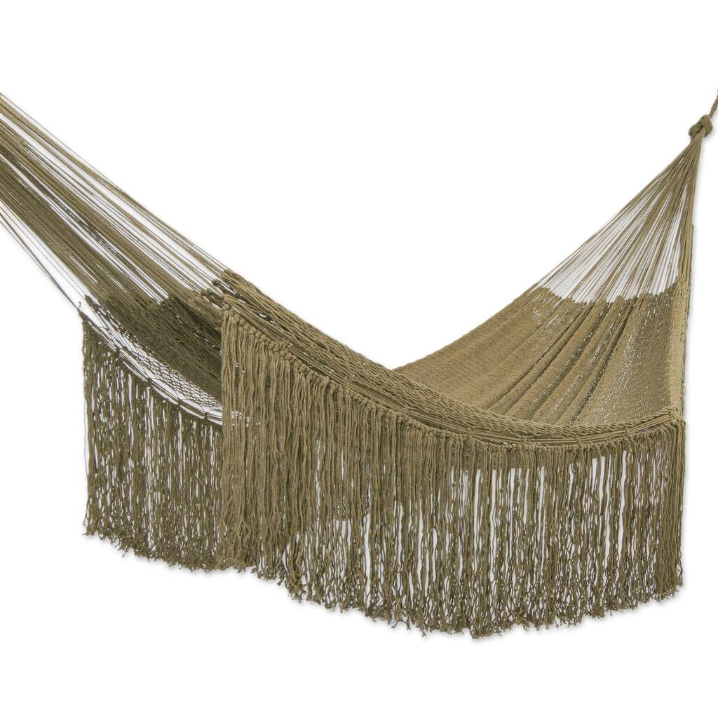 Novica Handmade Olive Cascade Cotton Rope Hammock (Double)