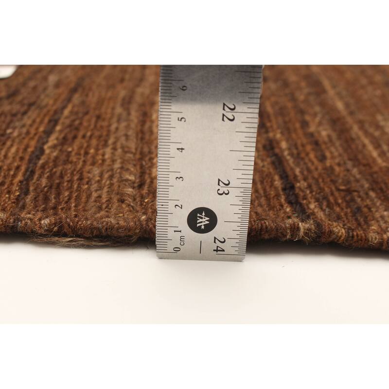 ECARPETGALLERY Flat-Weave Natural Brown Wool Tapestry Kilim - 5'1 x 6'5