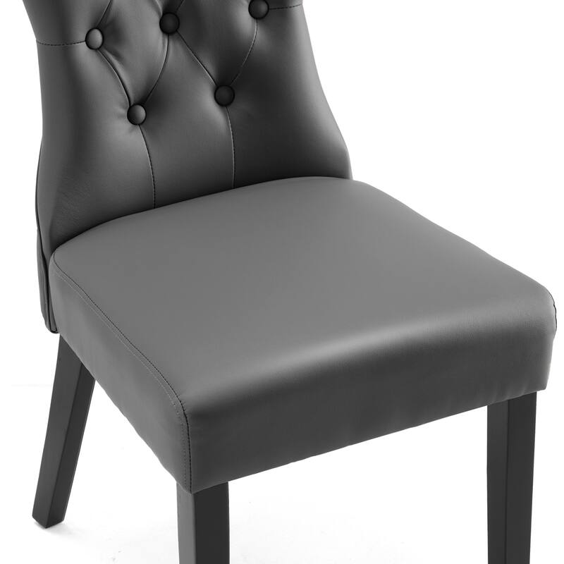 Linen/PU Tufted Upholstered Dining Chairs with Solid Wood Legs 18.1"W