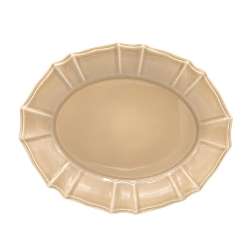 Euro Ceramica Chloe 15" Oval Serving Platter - Taupe