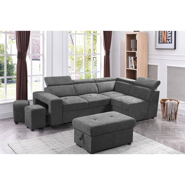 Shop Copper Grove Ajibade Woven Fabric Sleeper Sectional Sofa On Sale Overstock 31022785