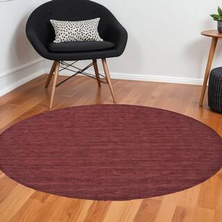 HomeRoots 10' Red Round Wool Hand Woven Area Rug - 10' Round - Bed Bath ...