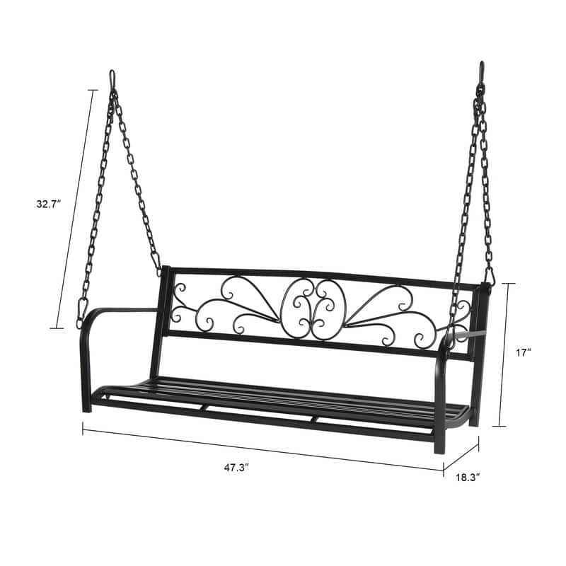 2-person Outdoor Metal Hanging Porch Swing