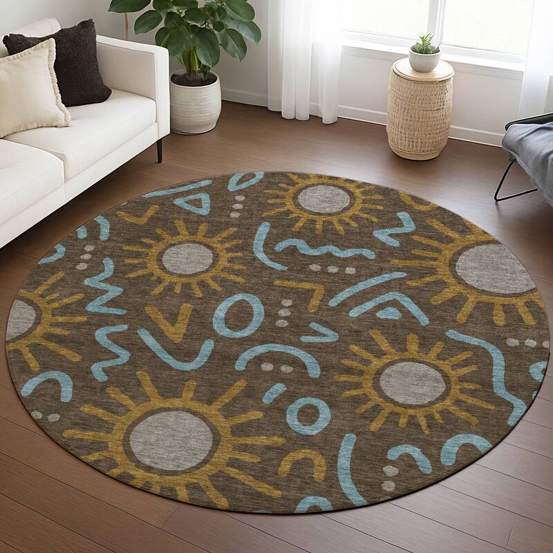 Machine Washable Indoor/ Outdoor Modern Sol Chantille Rug