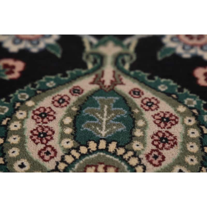 Black Vegetable Dye Aubusson Chinese Area Rug Hand-Knotted Wool Carpet - 6'2"x 9'7"