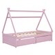 preview thumbnail 5 of 22, Twin House Platform Bed with Drawers, Pink, Modern Design