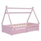 preview thumbnail 5 of 7, Twin Size House-Shaped Platform Kids Bed Frame with Headboard, Footboard, and Two Storage Drawers, Easy to Assemble, Pink