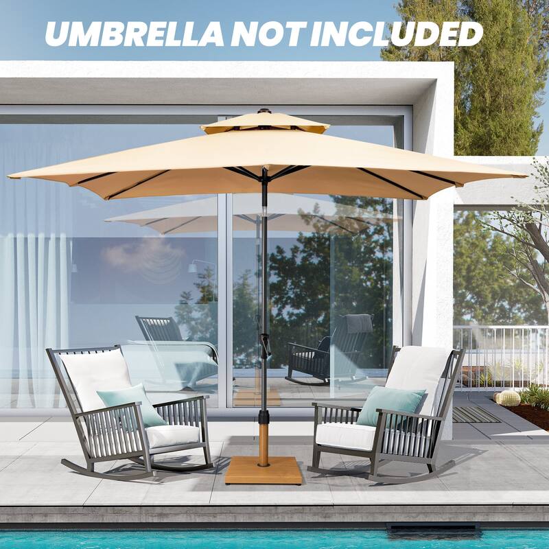 Outdoor Market Umbrella Base Holder Square Concrete / Cement Metal w/Wheels
