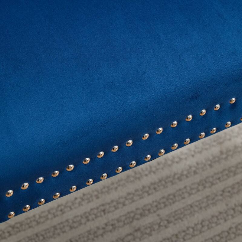 Velvet Double Dining Loveseat Bench, 2-Seat Tufted Bench w/Handmade Buttons, Wing Back, Stainless Steel Legs,Single Pack