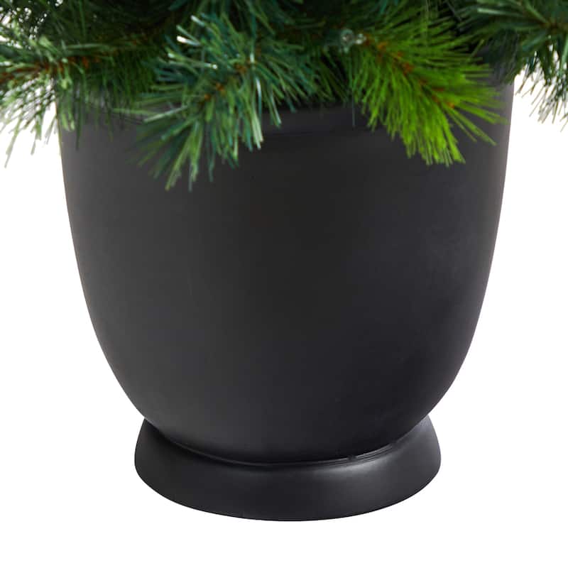 4.5Ft Artificial Christmas Tree with Lights - Pine Tree Decor with Planter & Bendable Branches - Green - 48